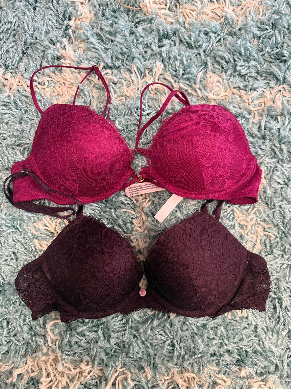 Victoria's Secret Lace Push-Up Bras in Magenta and Plum